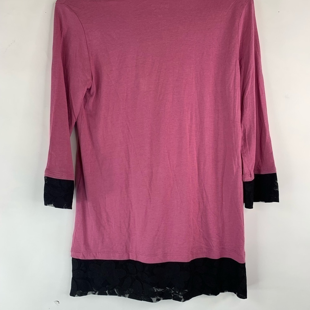 LOGO Lori Goldstein Purple Tunic with Lace Details Size XS - Picture 2 of 6